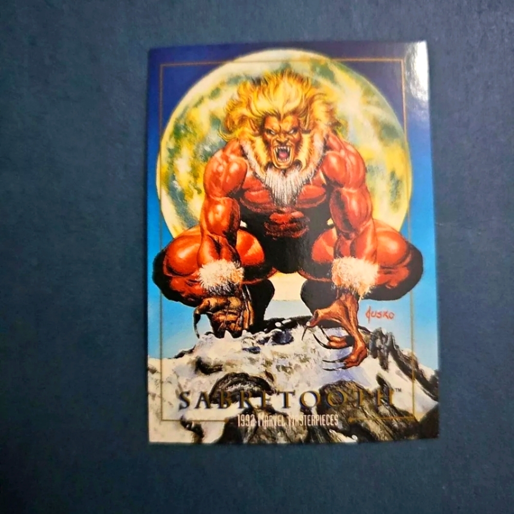 1992 Marvel Masterpiece Sabretooth error cut trading card